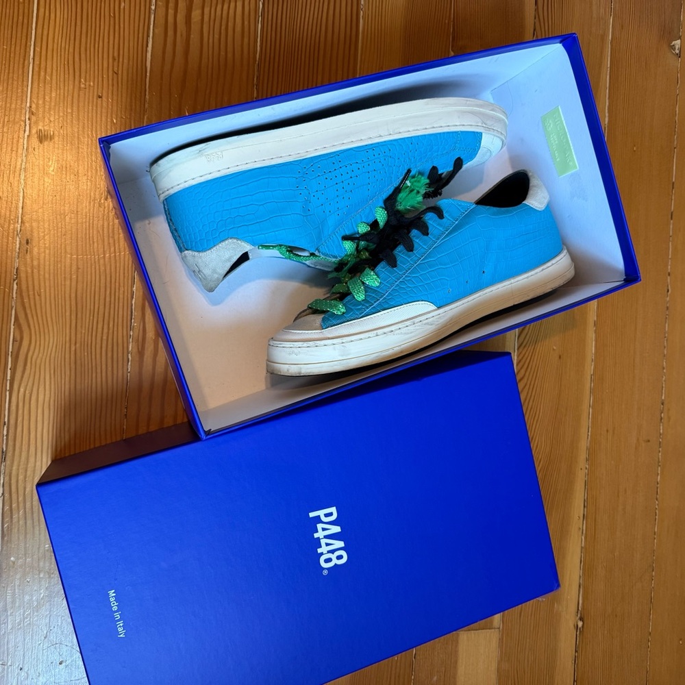 P448 Jane Blue Suede Low Top Sneakers EU 40 US 9-9.5 - Picture 9 of 12